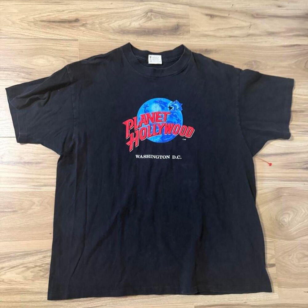 Vintage 90s Planet Hollywood Washington D.C. single stitch black graphic tee XL - Picture 2 of 6